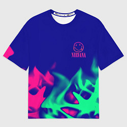 Футболка оверсайз мужская Nirvana fire neon, цвет: 3D-принт