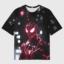 Мужская футболка оверсайз Человек-паук в красно-черном костюме