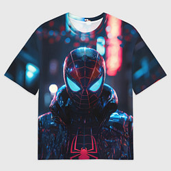 Мужская футболка оверсайз Человек-паук в вечернем городе