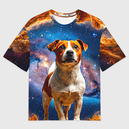 Мужская футболка оверсайз Джек Рассел терьер в космосе / 3D-принт – фото 1