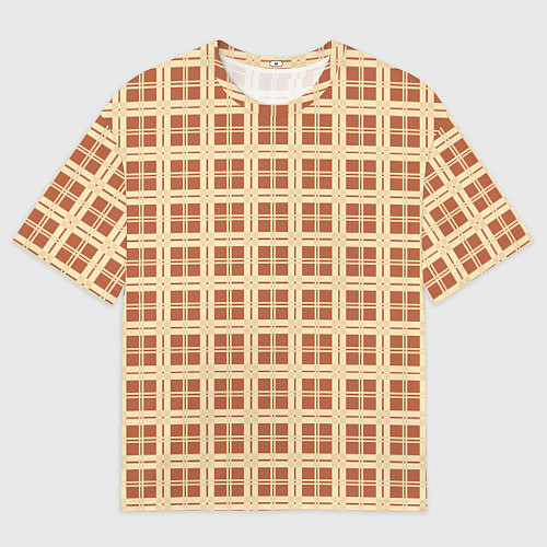 Мужская футболка оверсайз Светлый коричневый простая клетка / 3D-принт – фото 1