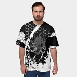 Футболка оверсайз мужская Samurai соты краски, цвет: 3D-принт — фото 2