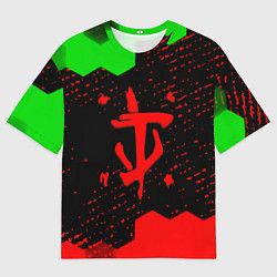 Мужская футболка оверсайз Doom лого соты текстура