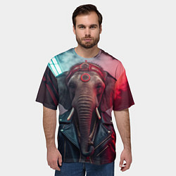 Футболка оверсайз мужская Cyberpunk elephant, цвет: 3D-принт — фото 2