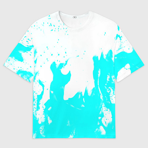 Мужская футболка оверсайз Голубой огонь текстура / 3D-принт – фото 1