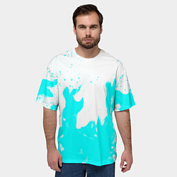 Футболка оверсайз мужская Голубой огонь текстура, цвет: 3D-принт — фото 2