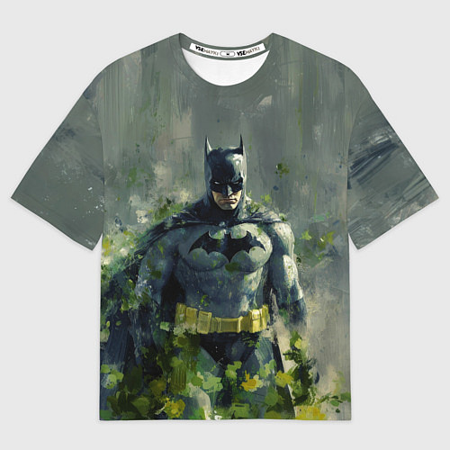 Мужская футболка оверсайз Бэтмен зеленые краски / 3D-принт – фото 1