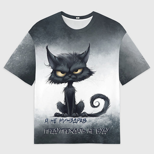 Мужская футболка оверсайз Угрожающий кот / 3D-принт – фото 1