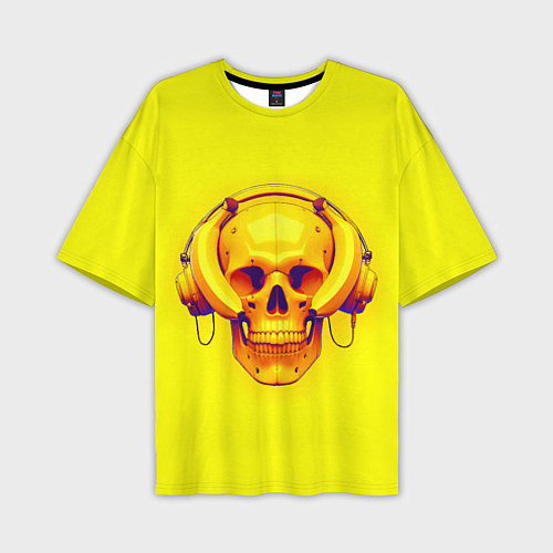 Мужская футболка оверсайз Yellow bananas skull - cyberpunk / 3D-принт – фото 1