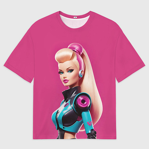 Мужская футболка оверсайз Кукла Барби - киберпанк / 3D-принт – фото 1