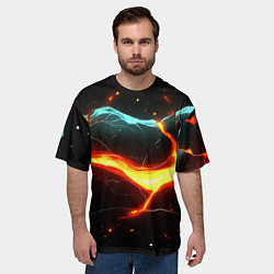 Футболка оверсайз мужская Лава в черной текстуре, цвет: 3D-принт — фото 2