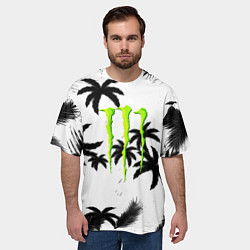 Футболка оверсайз мужская Monster energy пальмы, цвет: 3D-принт — фото 2