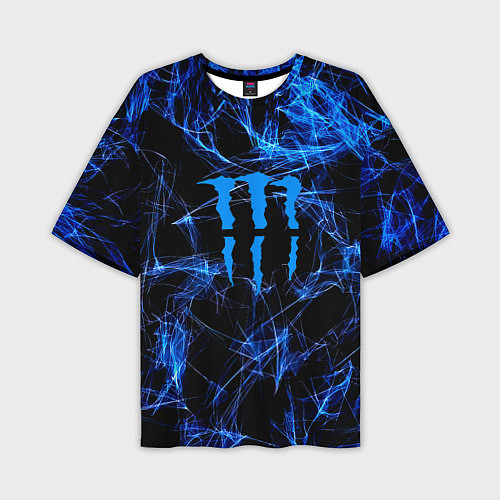 Мужская футболка оверсайз Monster energy искры дымы / 3D-принт – фото 1