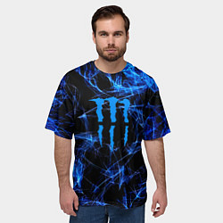 Футболка оверсайз мужская Monster energy искры дымы, цвет: 3D-принт — фото 2