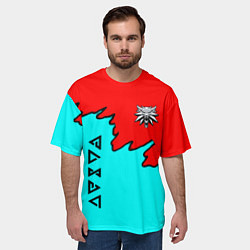 Футболка оверсайз мужская Ведьмак краски логотип, цвет: 3D-принт — фото 2