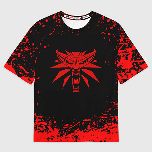 Мужская футболка оверсайз Ведьмак красные краски / 3D-принт – фото 1