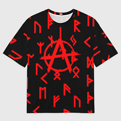 Футболка оверсайз мужская Анархия символы, цвет: 3D-принт