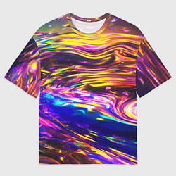 Футболка оверсайз мужская Неоновые полосы текстура, цвет: 3D-принт