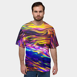 Футболка оверсайз мужская Неоновые полосы текстура, цвет: 3D-принт — фото 2