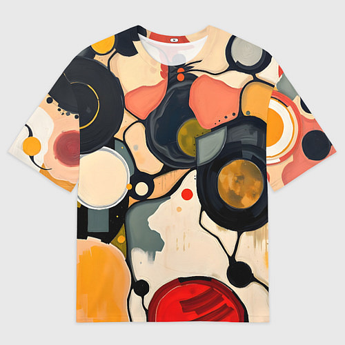 Мужская футболка оверсайз Абстракция с кругами и краской / 3D-принт – фото 1