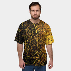 Футболка оверсайз мужская Золотые царапины текстура, цвет: 3D-принт — фото 2