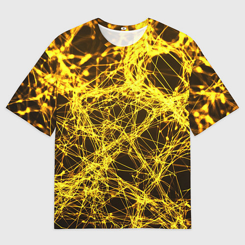 Мужская футболка оверсайз Золотые нити текстура / 3D-принт – фото 1