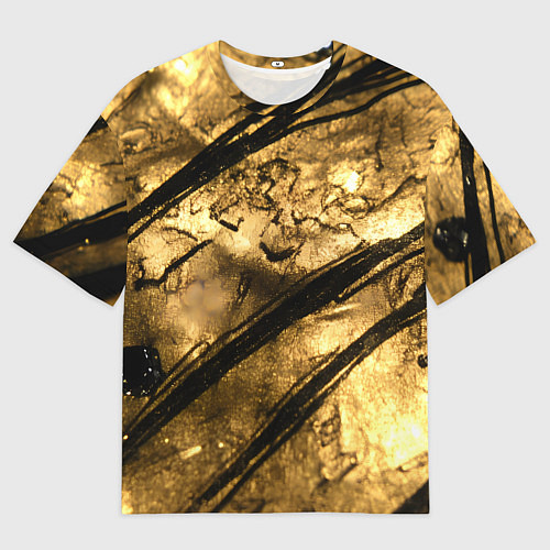 Мужская футболка оверсайз Золото с черной текстурой / 3D-принт – фото 1