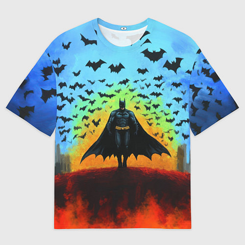 Мужская футболка оверсайз Бэтмен и летучие мыши / 3D-принт – фото 1