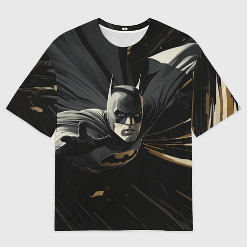 Мужская футболка оверсайз Бэтмен черный плащ / 3D-принт – фото 1