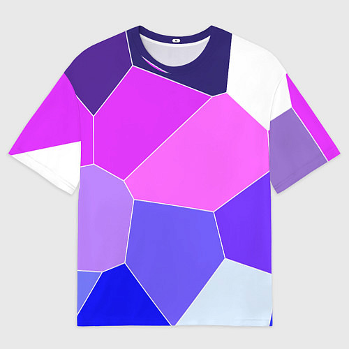 Мужская футболка оверсайз Сине-розовый крупные фрагменты / 3D-принт – фото 1