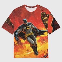 Мужская футболка оверсайз Бэтмен застыл в воздухе