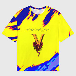 Мужская футболка оверсайз Cyberpunk краски неоновые