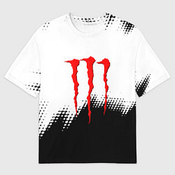 Футболка оверсайз мужская Monster energy чёрно белые краски, цвет: 3D-принт