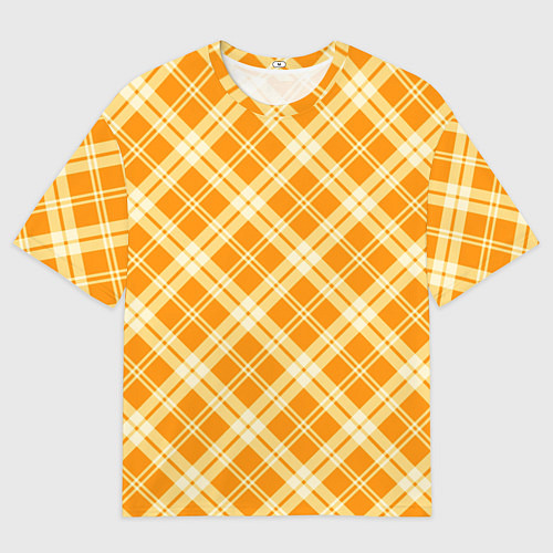 Мужская футболка оверсайз Жёлтый крупная клетка / 3D-принт – фото 1