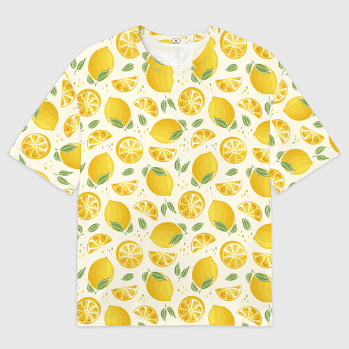 Мужская футболка оверсайз Сочные лимоны - паттерн / 3D-принт – фото 1