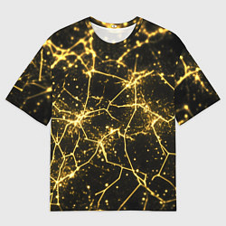 Мужская футболка оверсайз Золотистые пути на черном