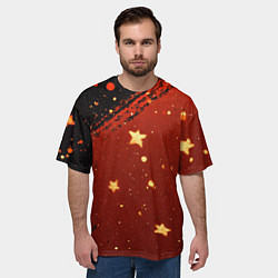 Футболка оверсайз мужская Золотые звездочки на коричневой текстуре, цвет: 3D-принт — фото 2