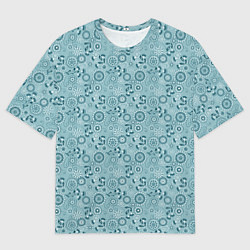 Футболка оверсайз мужская Бирюзовый деревенский узор ретро, цвет: 3D-принт