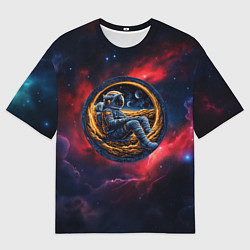 Мужская футболка оверсайз Космонавт сидит в луне