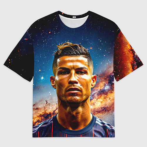 Мужская футболка оверсайз Криштиану Роналду в космосе / 3D-принт – фото 1