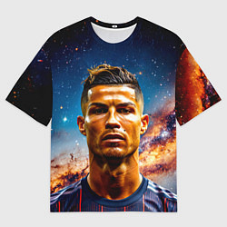 Футболка оверсайз мужская Криштиану Роналду в космосе, цвет: 3D-принт