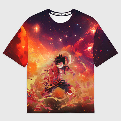 Мужская футболка оверсайз Fire Luffy - One Piece / 3D-принт – фото 1