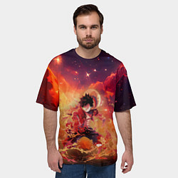 Футболка оверсайз мужская Fire Luffy - One Piece, цвет: 3D-принт — фото 2