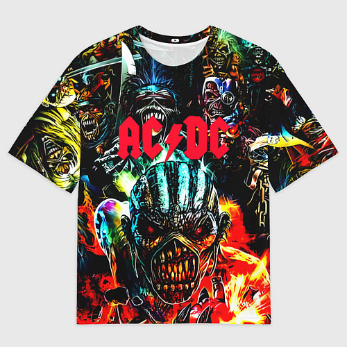 Мужская футболка оверсайз ACDC рок монстры / 3D-принт – фото 1