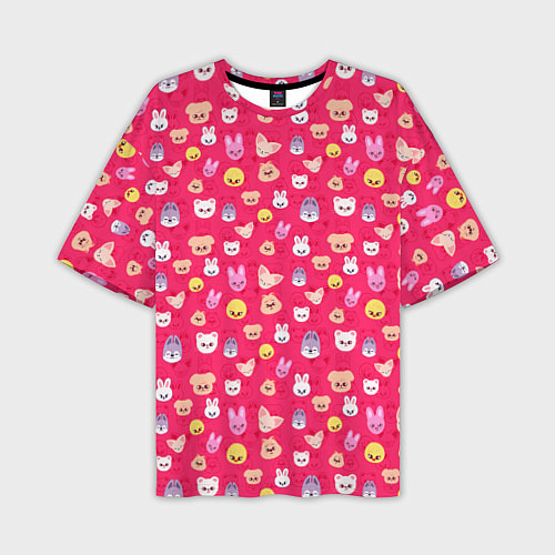 Мужская футболка оверсайз Skzoo pattern pink / 3D-принт – фото 1