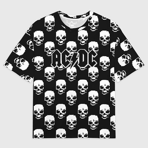 Мужская футболка оверсайз AC DC rock skull / 3D-принт – фото 1