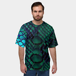 Футболка оверсайз мужская Бирюзовая змеиная кожа, цвет: 3D-принт — фото 2