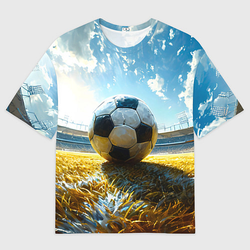 Мужская футболка оверсайз Футбольный мяч на стадионе / 3D-принт – фото 1