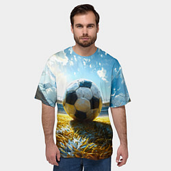 Футболка оверсайз мужская Футбольный мяч на стадионе, цвет: 3D-принт — фото 2
