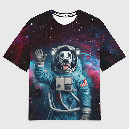 Мужская футболка оверсайз Далматинец бравый космонавт - нейроарт / 3D-принт – фото 1